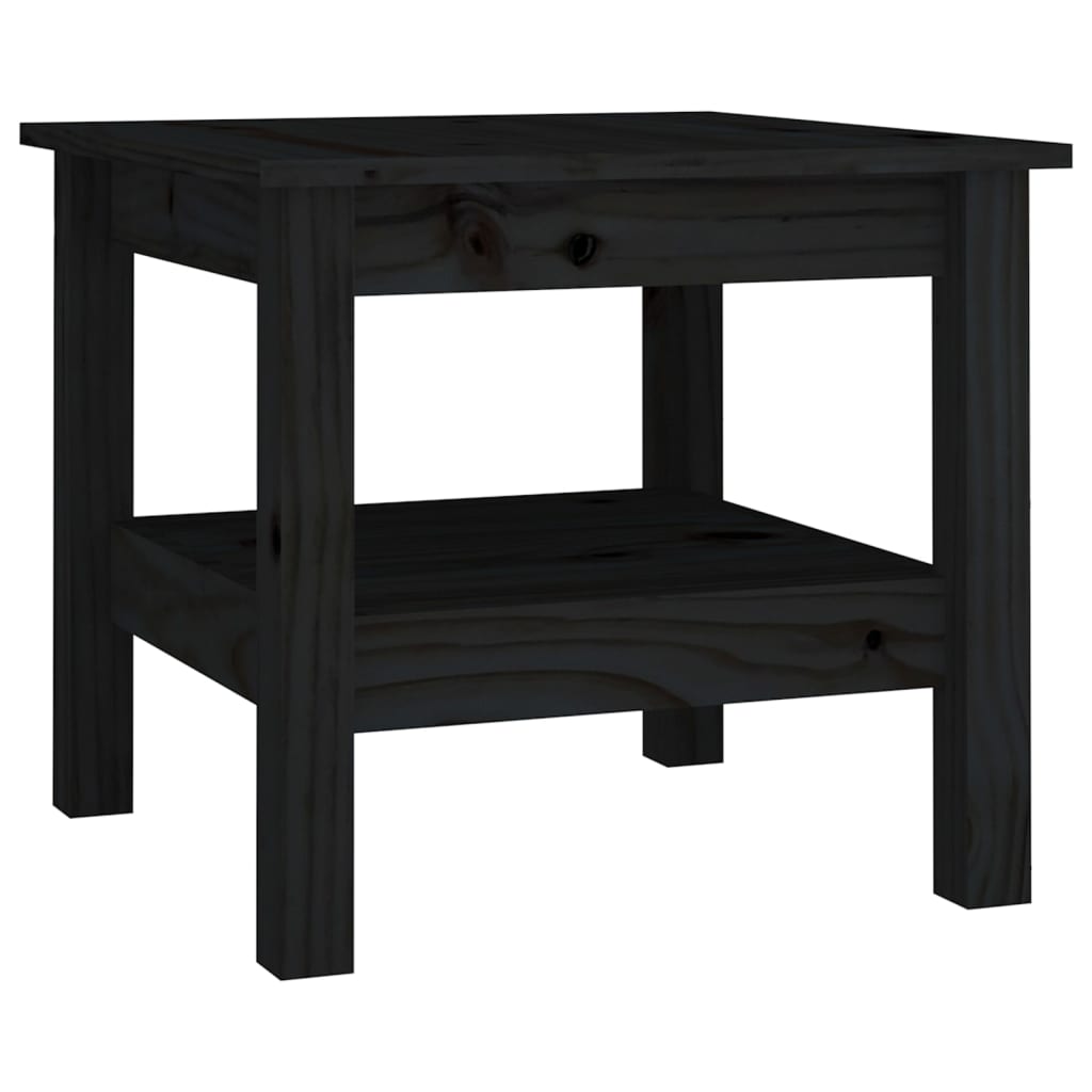 Table Basse Noir 45x45x40 cm Bois Massif Pin