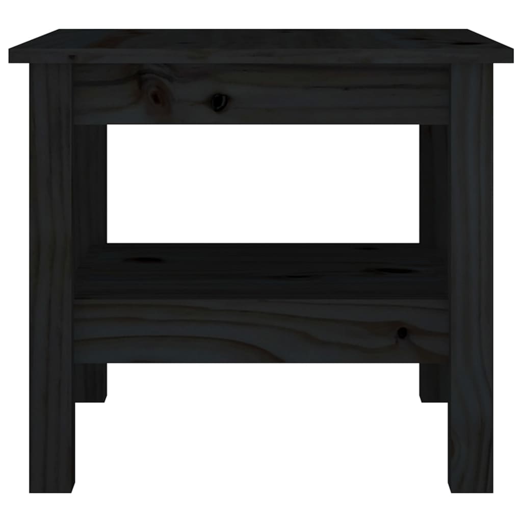 Table Basse Noir 45x45x40 cm Bois Massif Pin