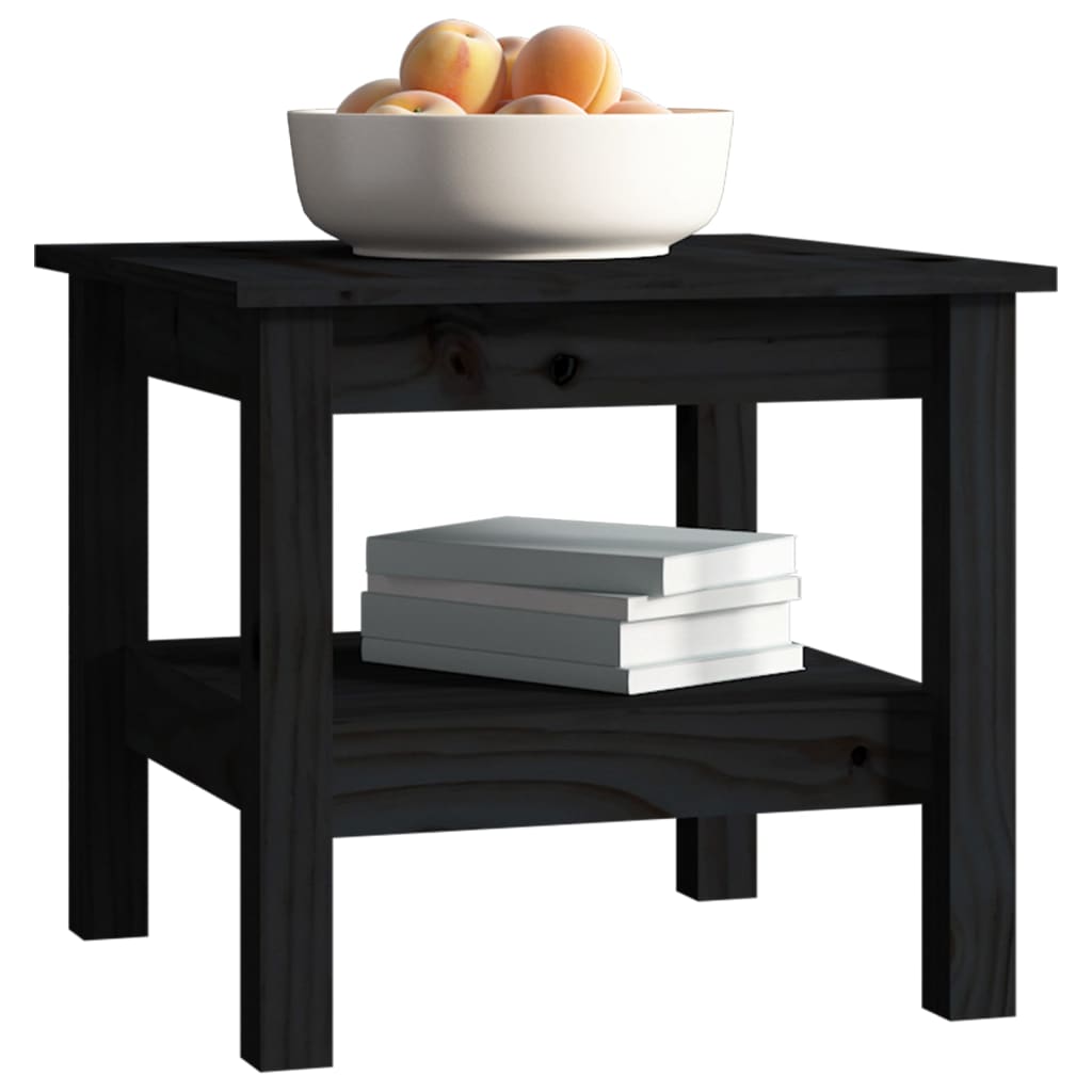 Table Basse Noir 45x45x40 cm Bois Massif Pin