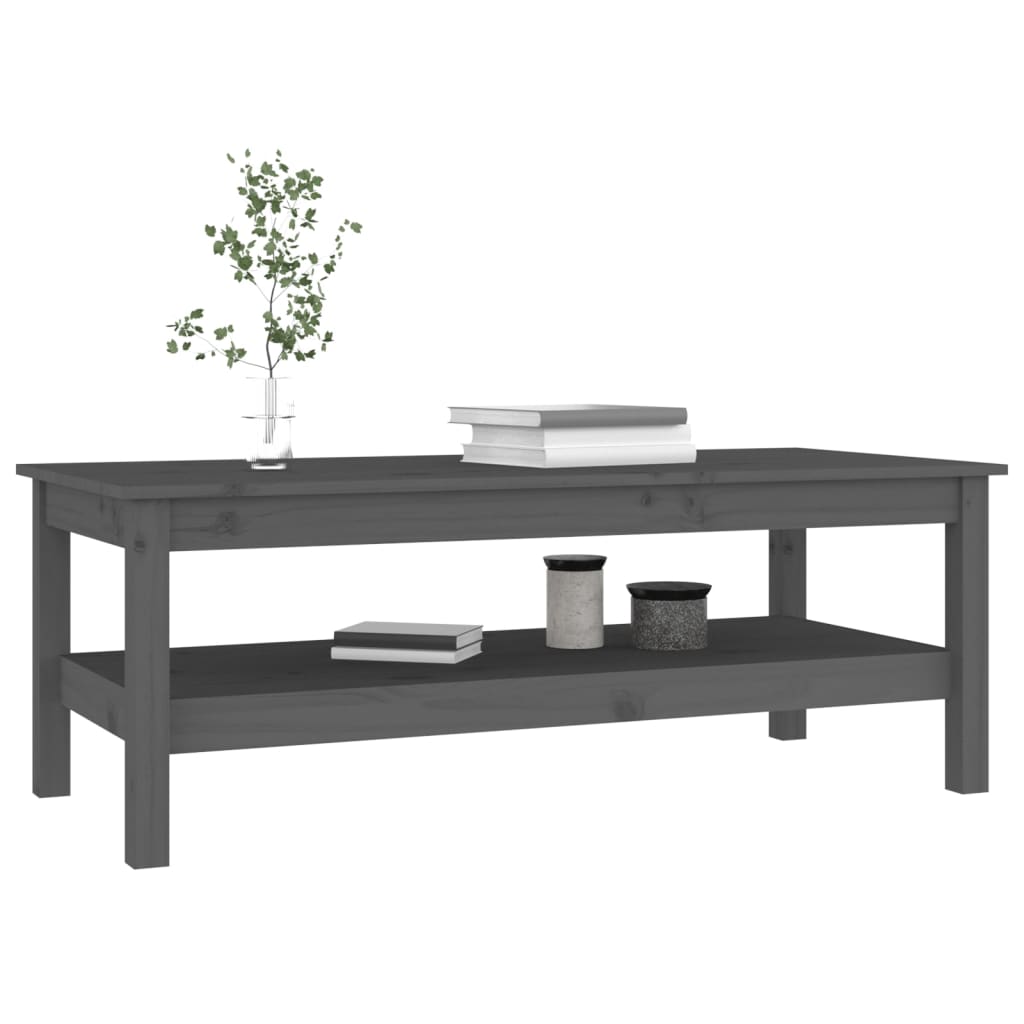 Table Basse Gris 110x50x40 cm Bois Massif Pin