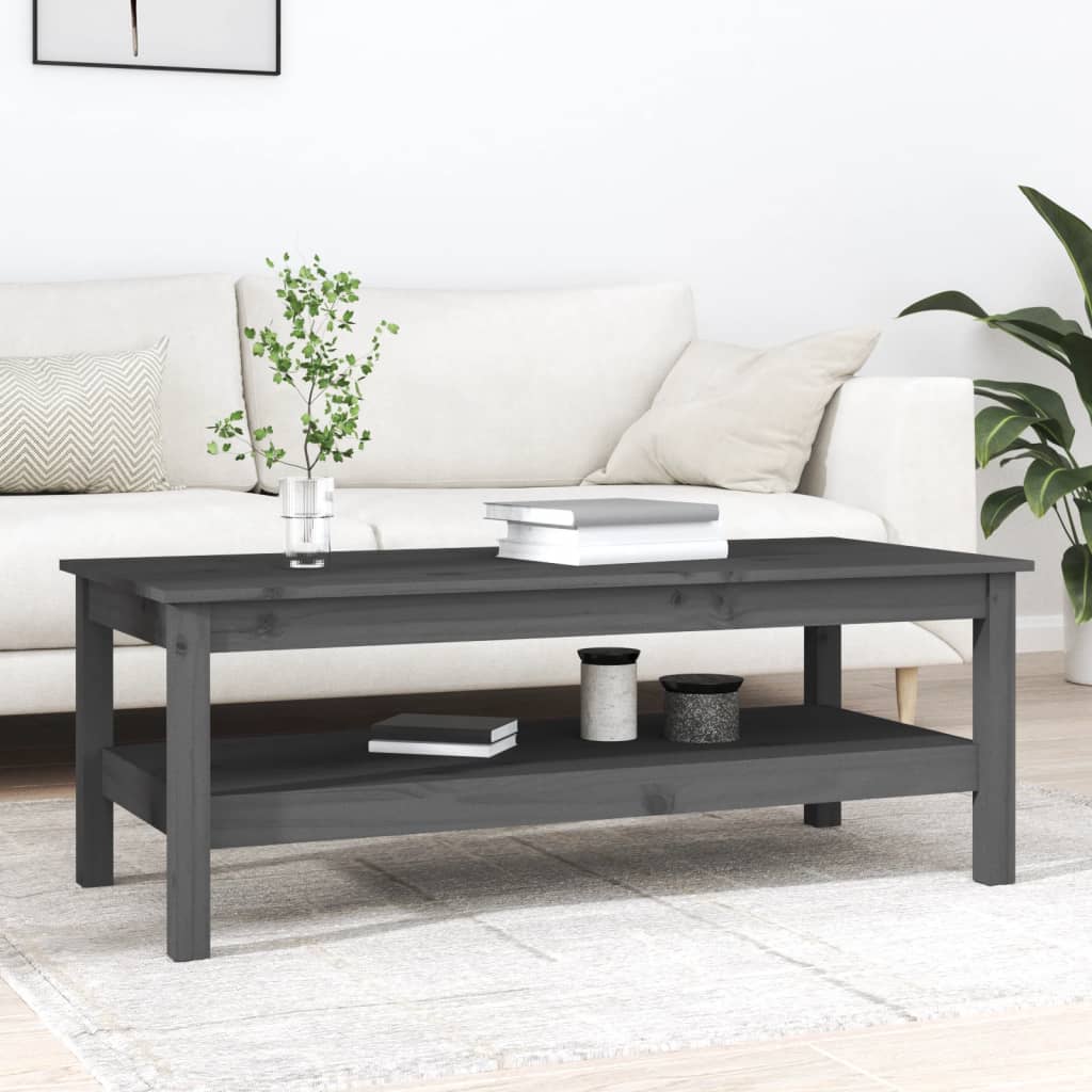 Table Basse Gris 110x50x40 cm Bois Massif Pin