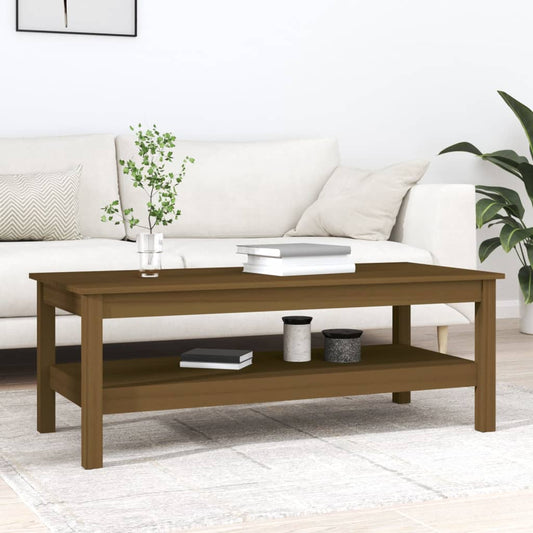 Table Basse Marron Miel 110x50x40 cm Bois Massif Pin