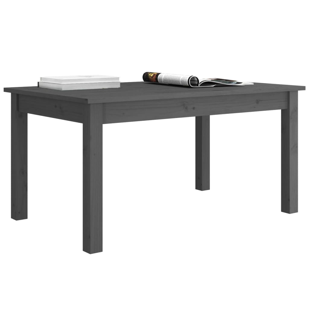 Table Basse Gris 80x50x40 cm Bois Massif Pin