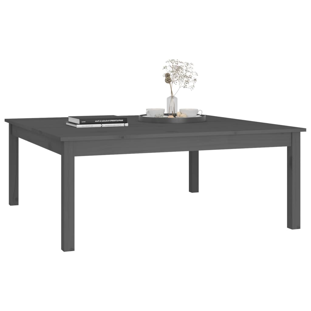 Table Basse Gris 100x100x40 cm Bois Massif Pin