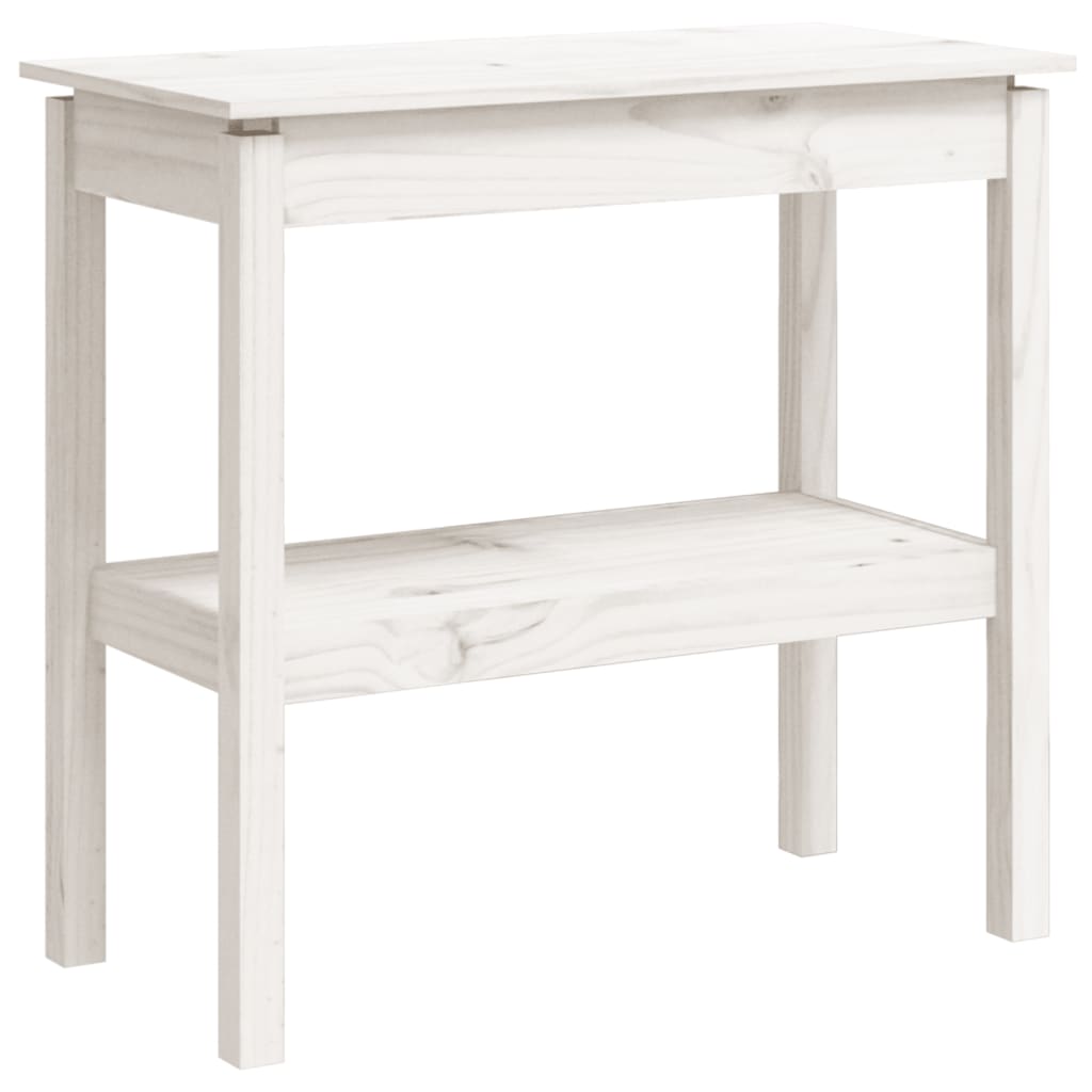 Table Console Blanc 80x40x75 cm Bois Massif Pin