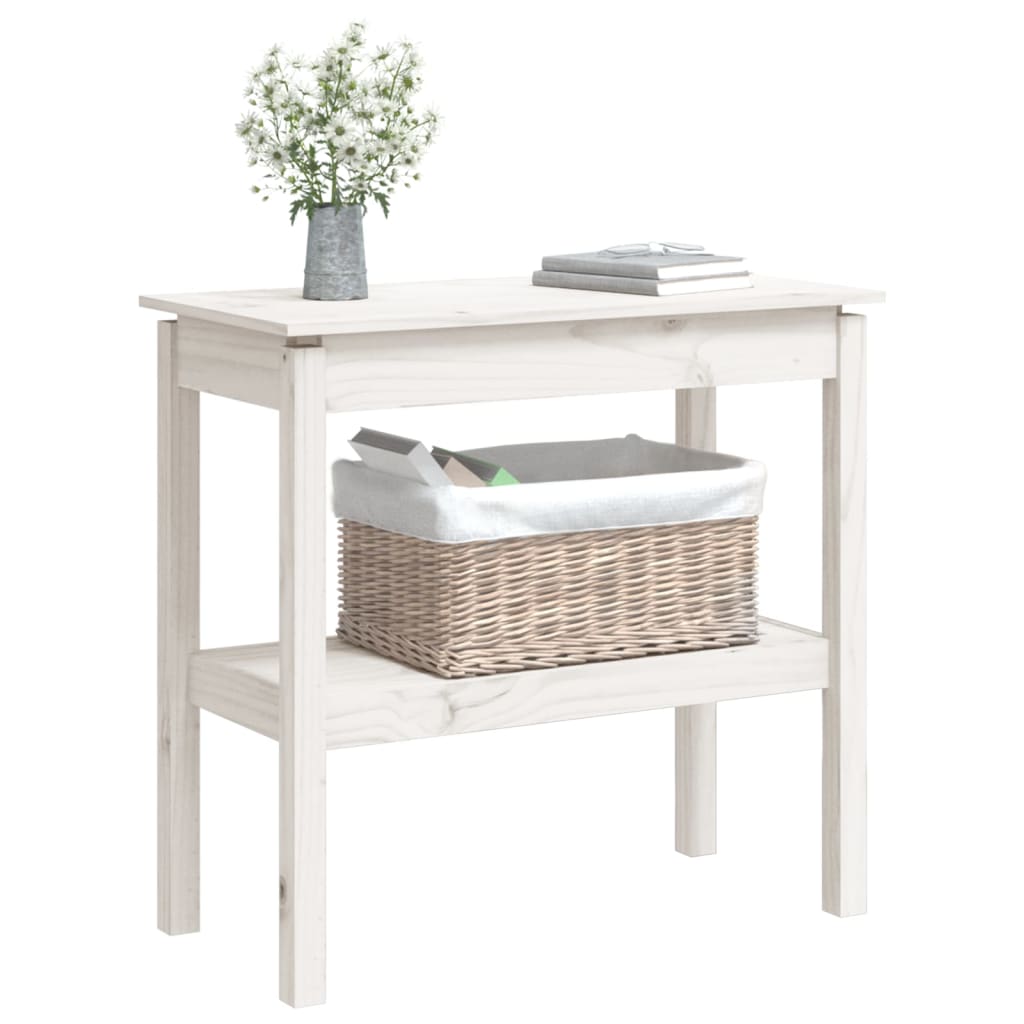 Table Console Blanc 80x40x75 cm Bois Massif Pin