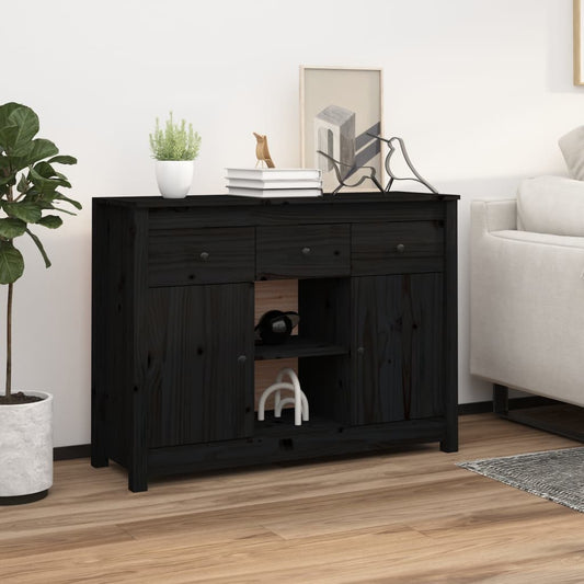 vidaXL Sideboard Black 100x35x74,5 cm Solid Wood Pine