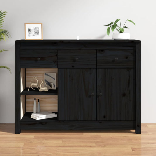 vidaXL Sideboard Black 100x35x74 cm Solid Wood Pine