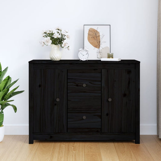 Buffet Noir 100x35x74 cm Bois Massif Pin