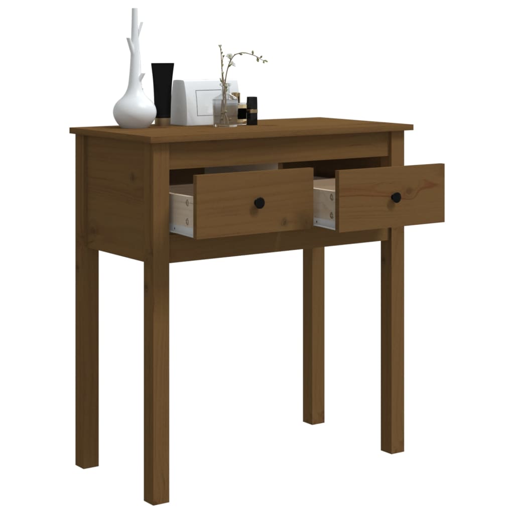 Table Console Marron Miel 70x35x75 cm Bois Massif Pin