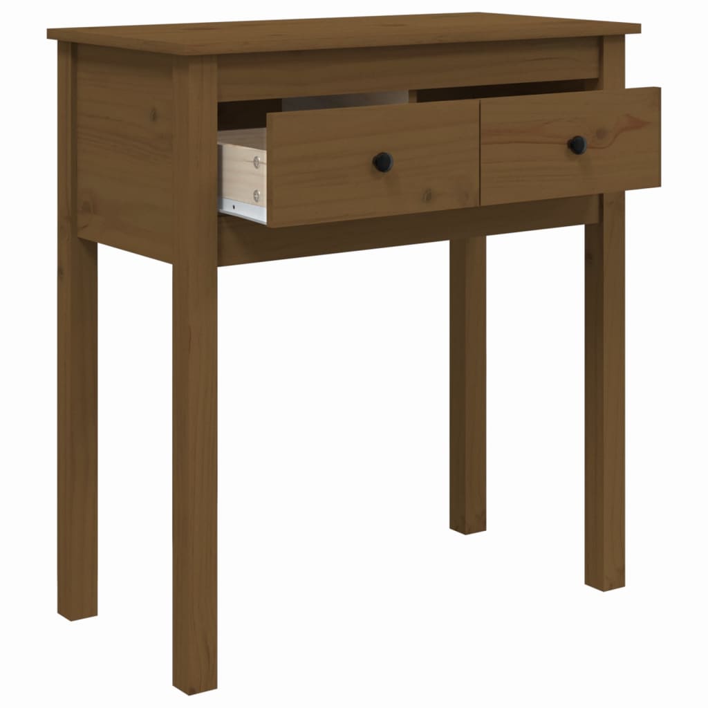 Table Console Marron Miel 70x35x75 cm Bois Massif Pin