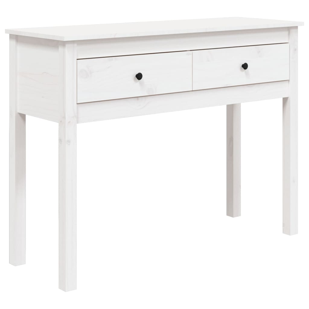 Table Console Blanc 100x35x75 cm Bois Massif Pin