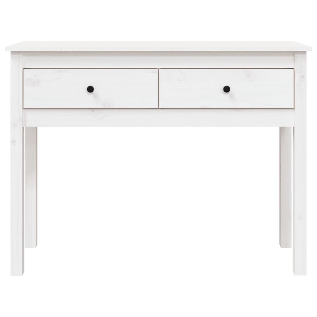 Table Console Blanc 100x35x75 cm Bois Massif Pin