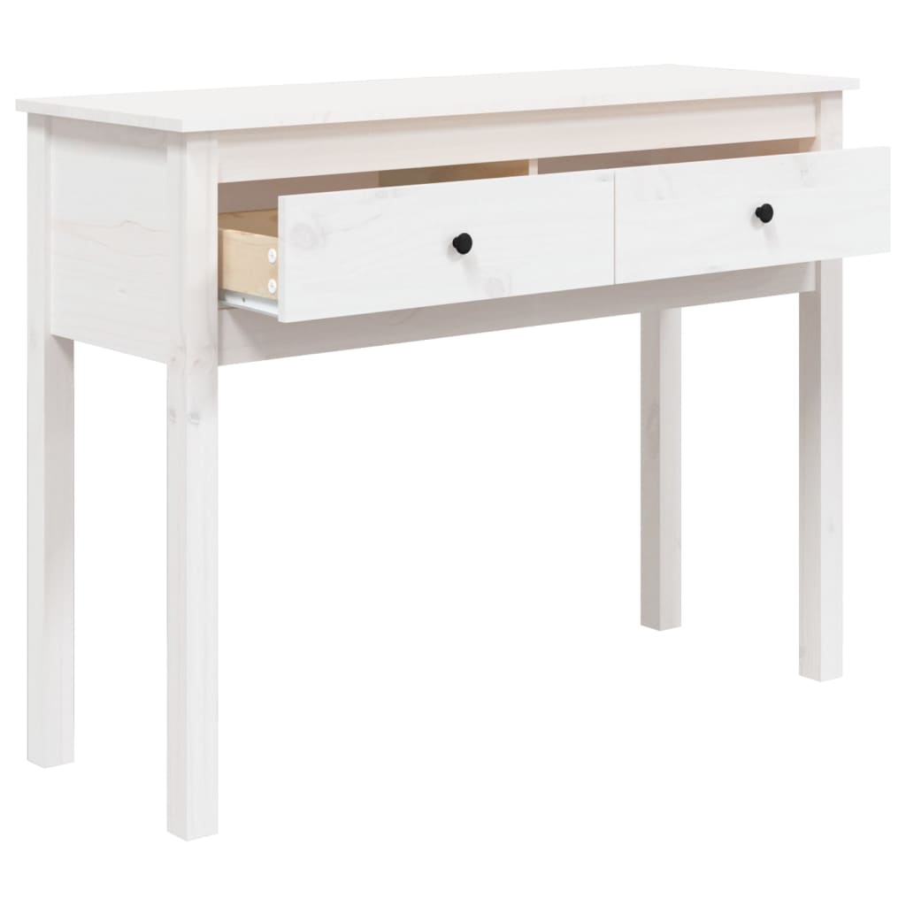 Table Console Blanc 100x35x75 cm Bois Massif Pin