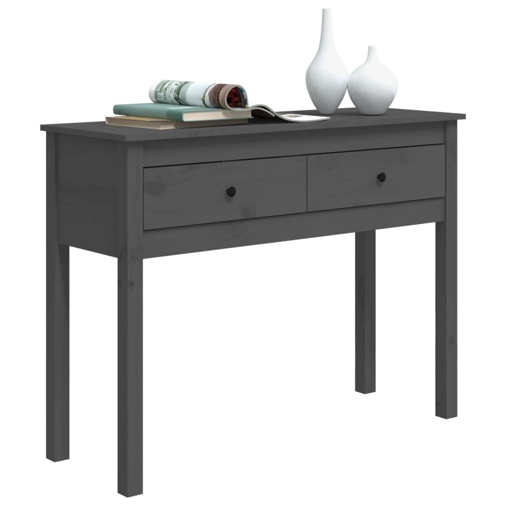 Table Console Gris 100x35x75 cm Bois Massif Pin