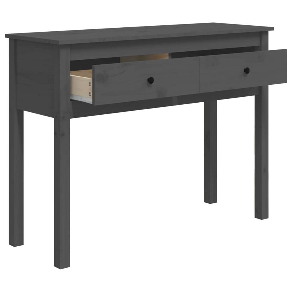 Table Console Gris 100x35x75 cm Bois Massif Pin