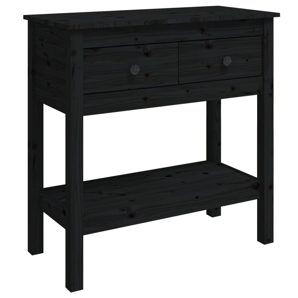 Table Console Noir 75x35x75 cm Bois Massif Pin