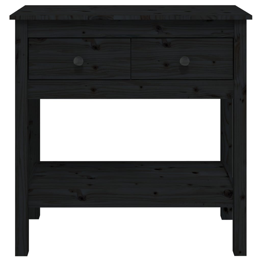 Table Console Noir 75x35x75 cm Bois Massif Pin