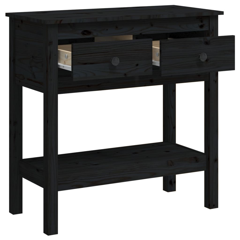 Table Console Noir 75x35x75 cm Bois Massif Pin