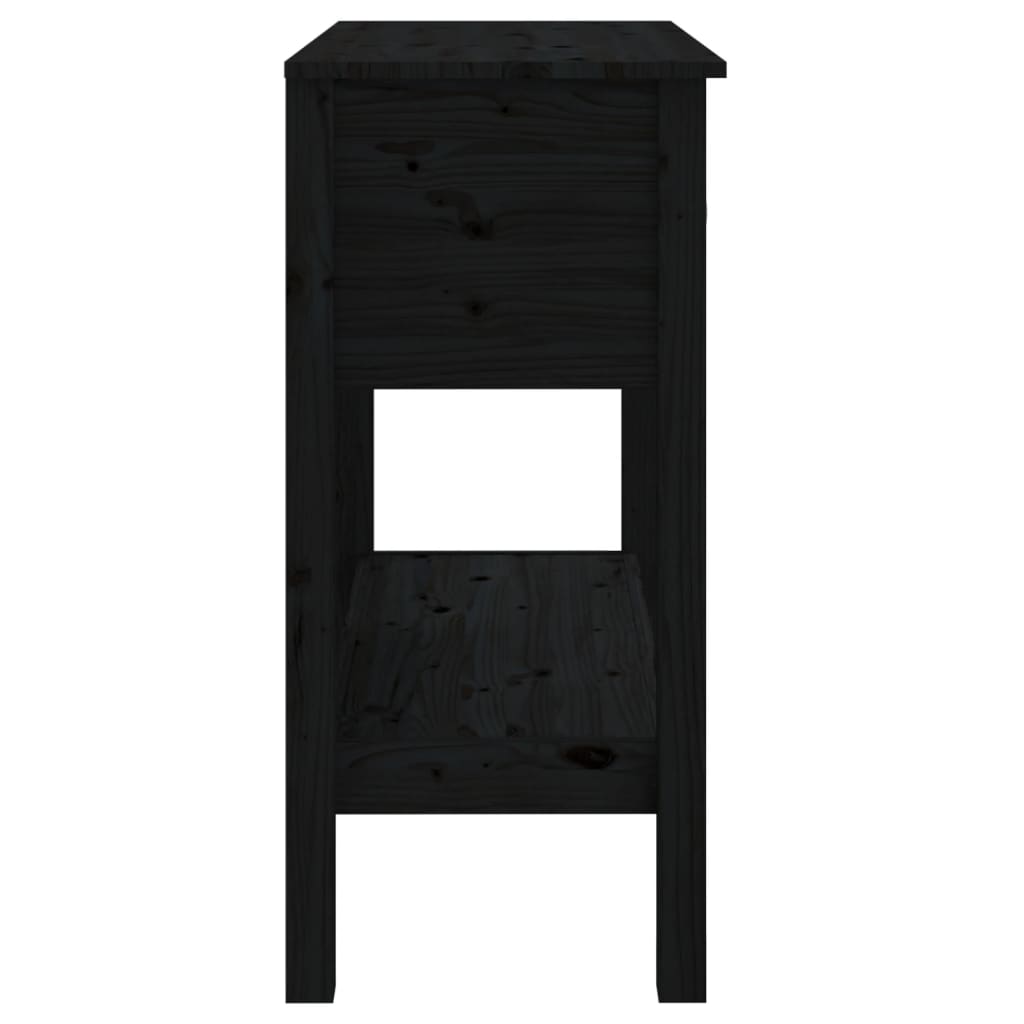 Table Console Noir 75x35x75 cm Bois Massif Pin