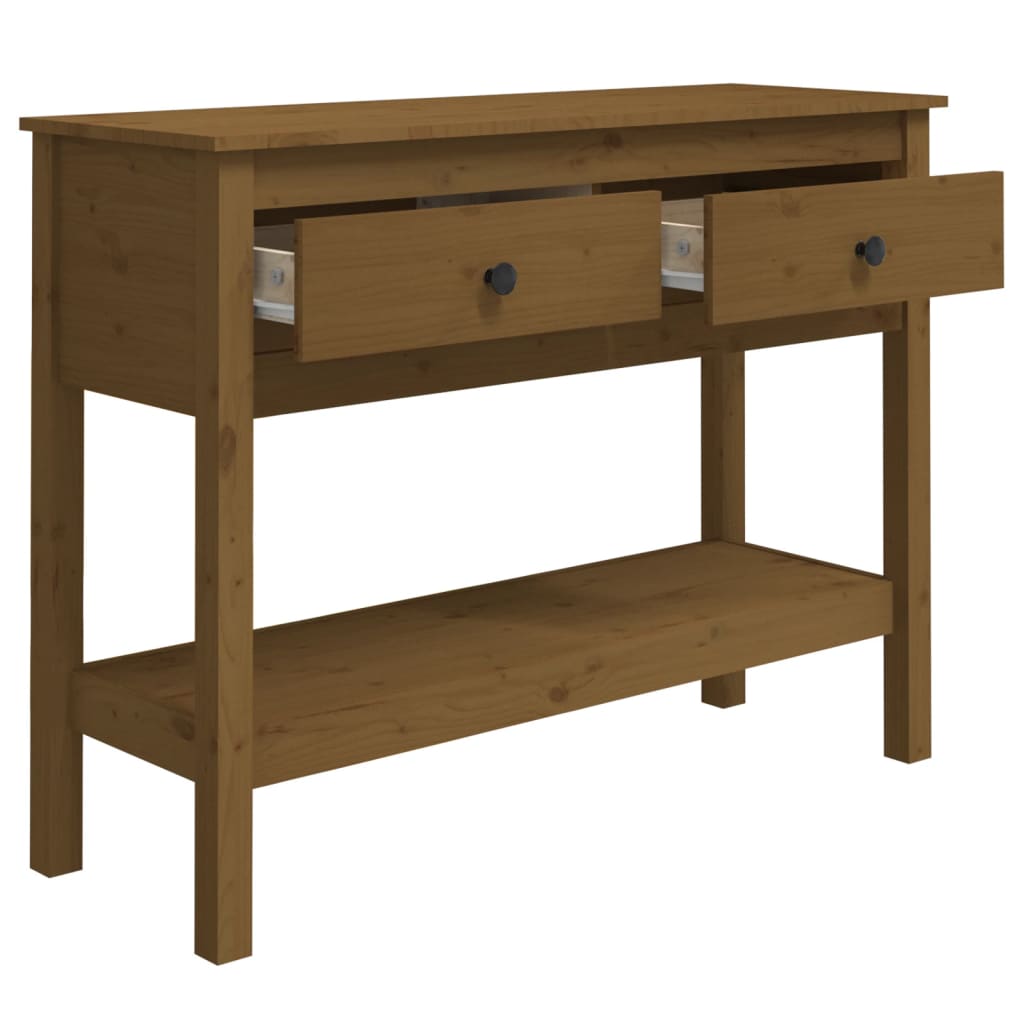 Table Console Marron Miel 100x35x75 cm Bois Massif Pin