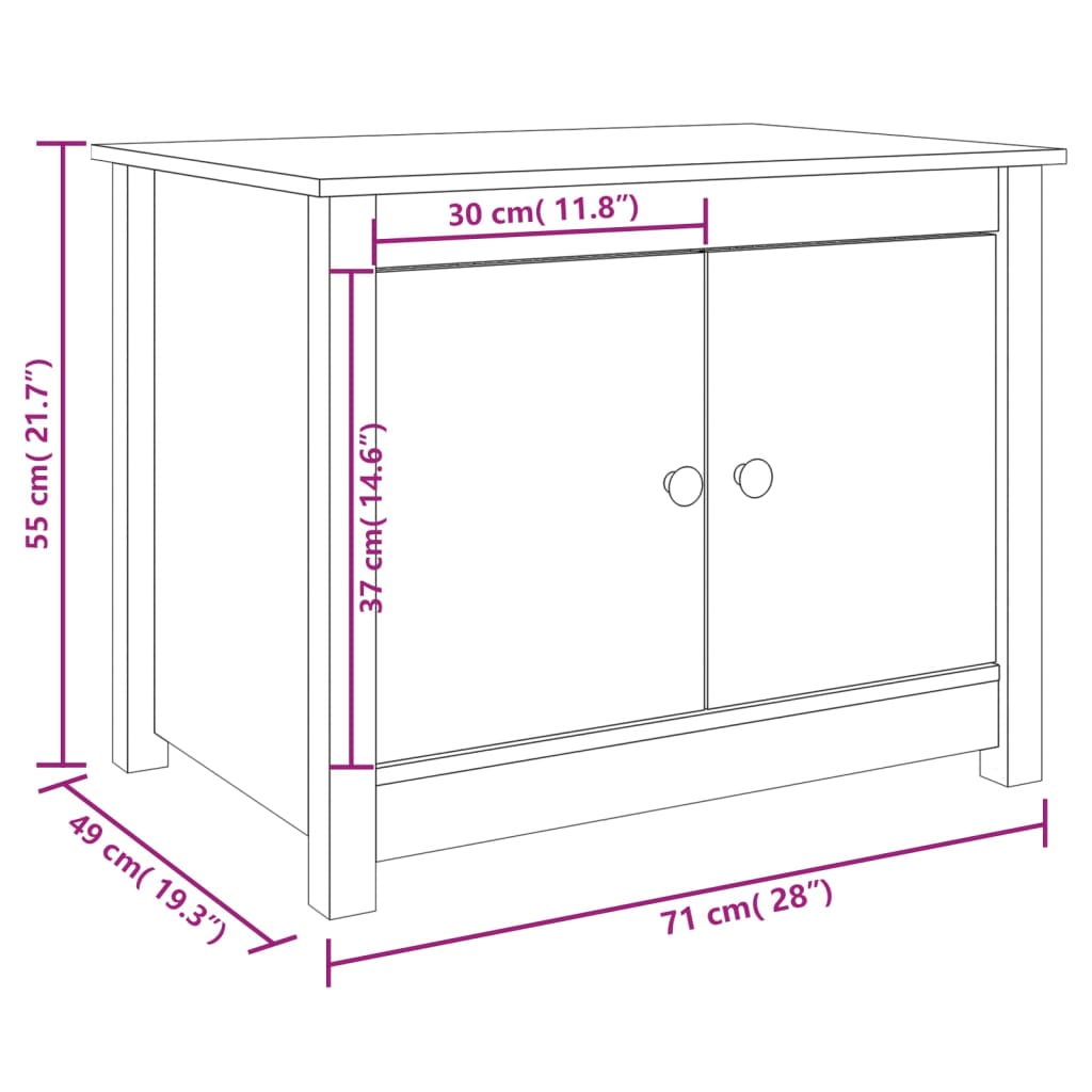 Salontafel Honey Brown 71x49x55 cm massief grenenhout