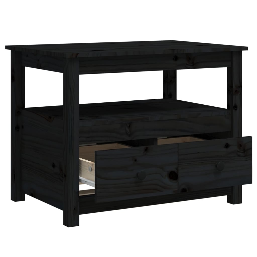 vidaXL Coffee Table Black 71x49x55 cm Solid Wood Pine