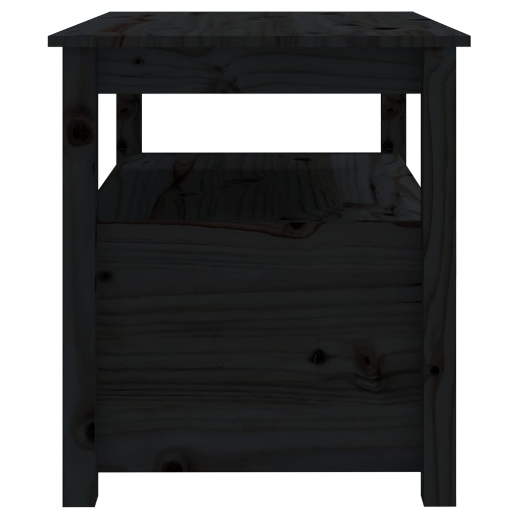 Table Basse Noir 71x49x55 cm Bois Massif Pin