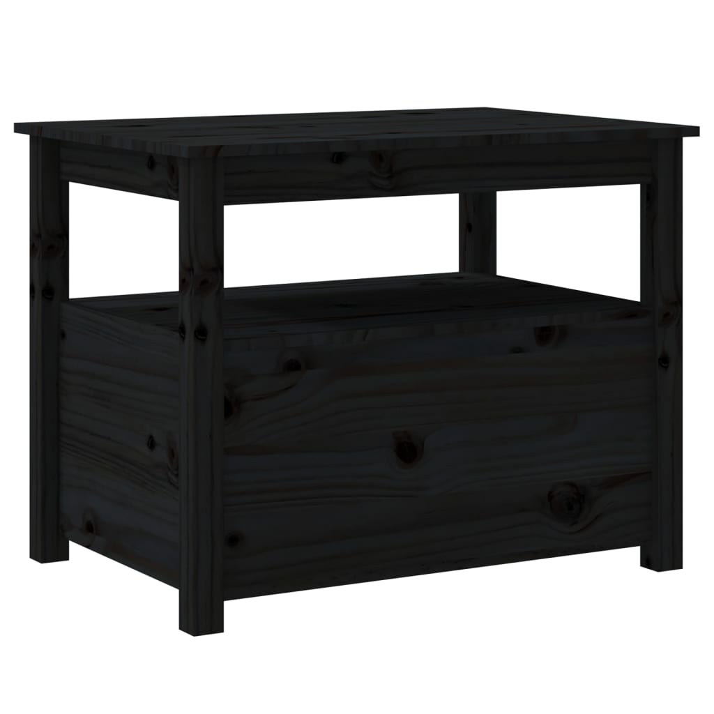 Table Basse Noir 71x49x55 cm Bois Massif Pin