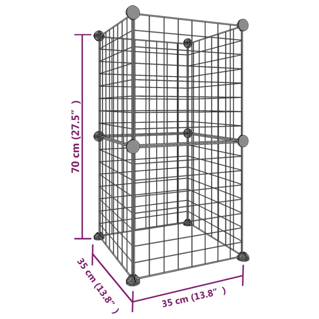 Cage pour animaux 8 panneaux Noir 35x35 cm Acier