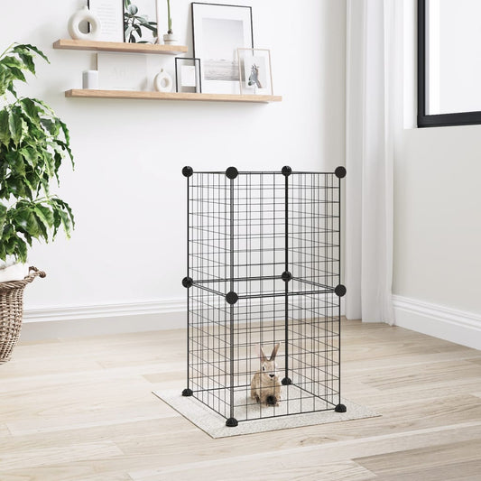 vidaXL 8-Panel Pet Cage Black 35x35 cm Steel