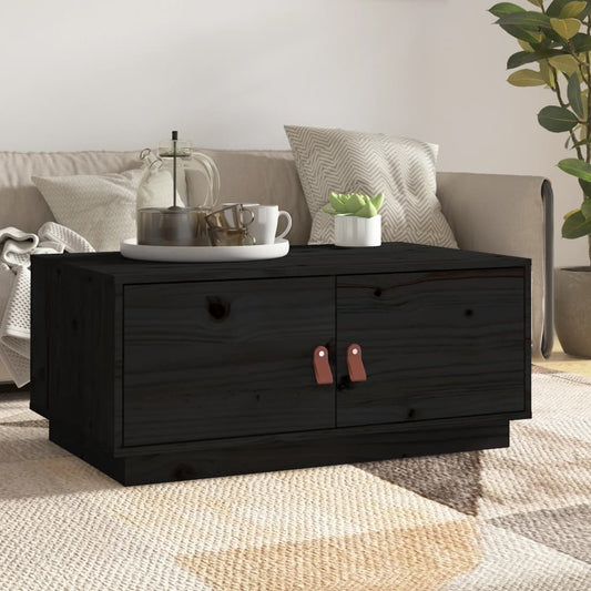 vidaXL Coffee Table Black 80x50x35 cm Solid Wood Pine