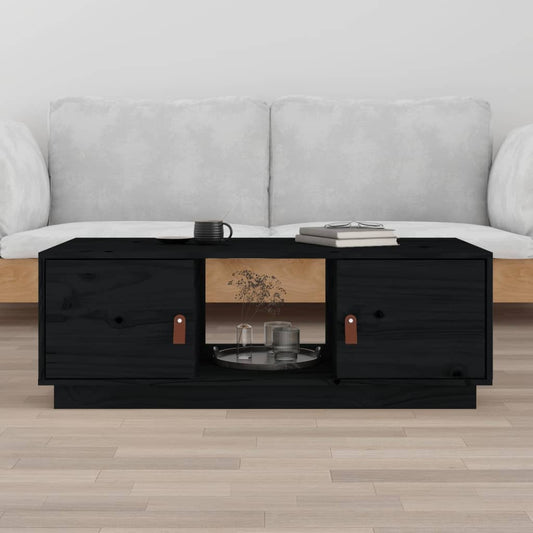 Table Basse Noir 100x50x35 cm Bois Massif Pin