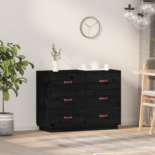 vidaXL Sideboard Black 100x40x75 cm Solid Wood Pine