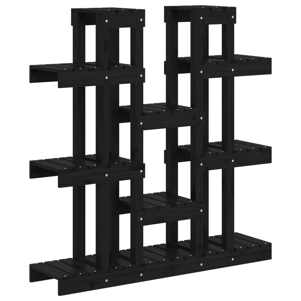 Support pour plantes Noir 104,5x25x109,5 cm Pin massif