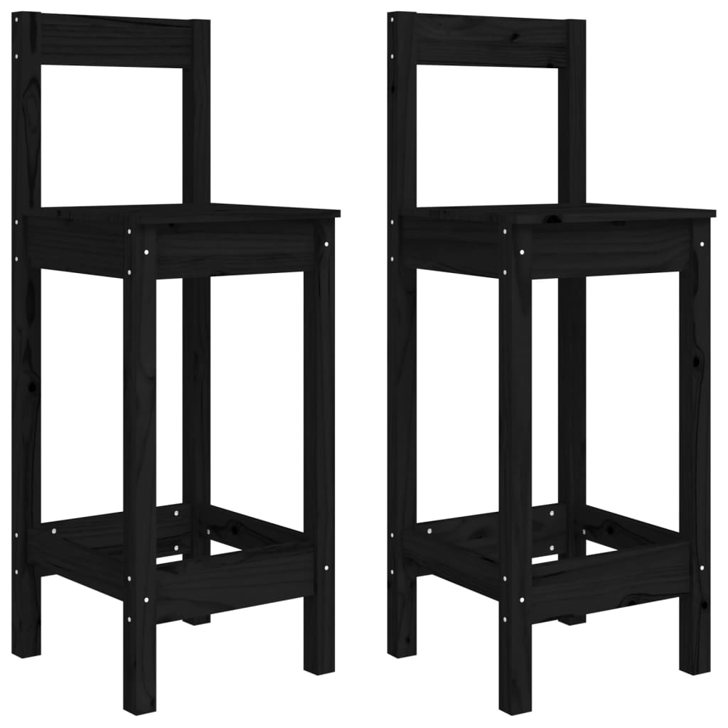 vidaXL Bar Chairs 2 pcs Black 40x41.5x112 cm Solid Wood Pine