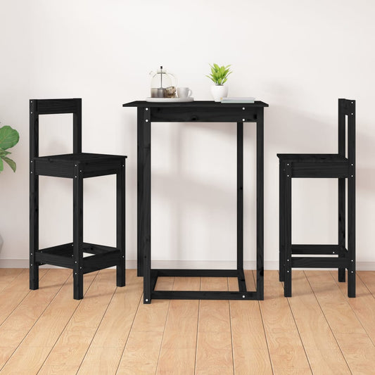 vidaXL Bar Chairs 2 pcs Black 40x41.5x112 cm Solid Wood Pine