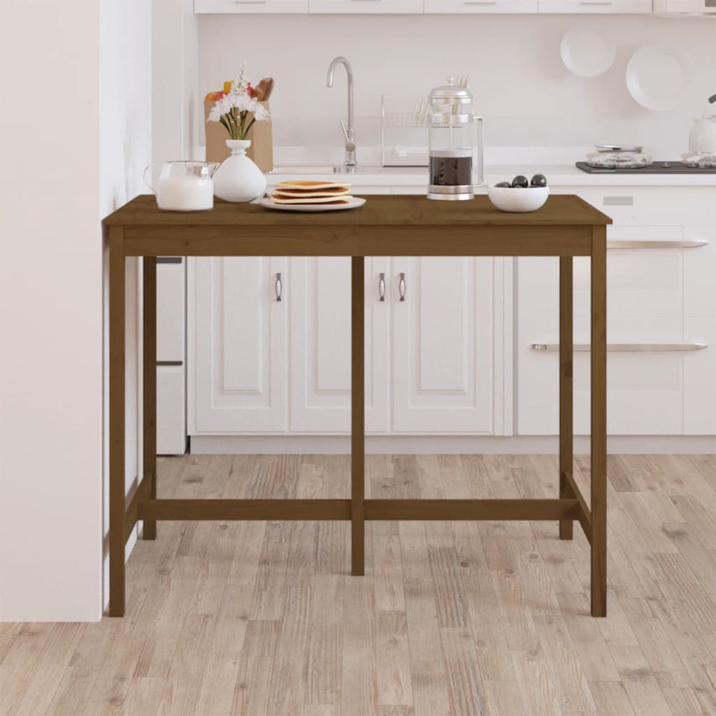 vidaXL Bar Table Honey Brown 140x80x110 cm Solid Wood Pine