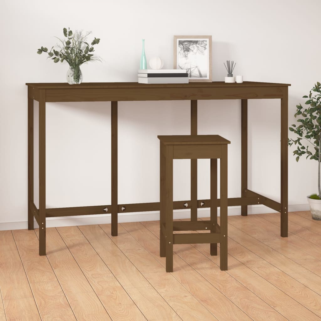 Table de Bar Marron Miel 180x80x110 cm Bois Massif Pin