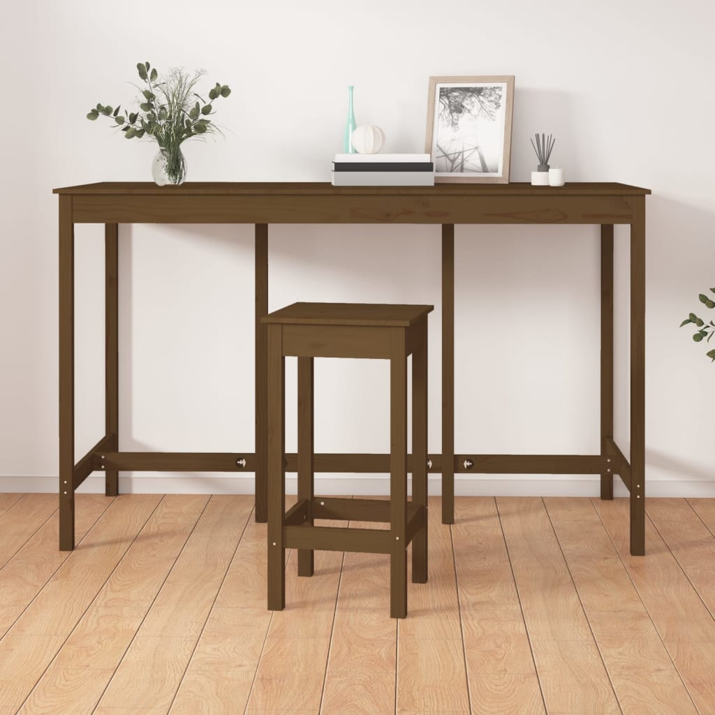 Table de Bar Marron Miel 180x80x110 cm Bois Massif Pin