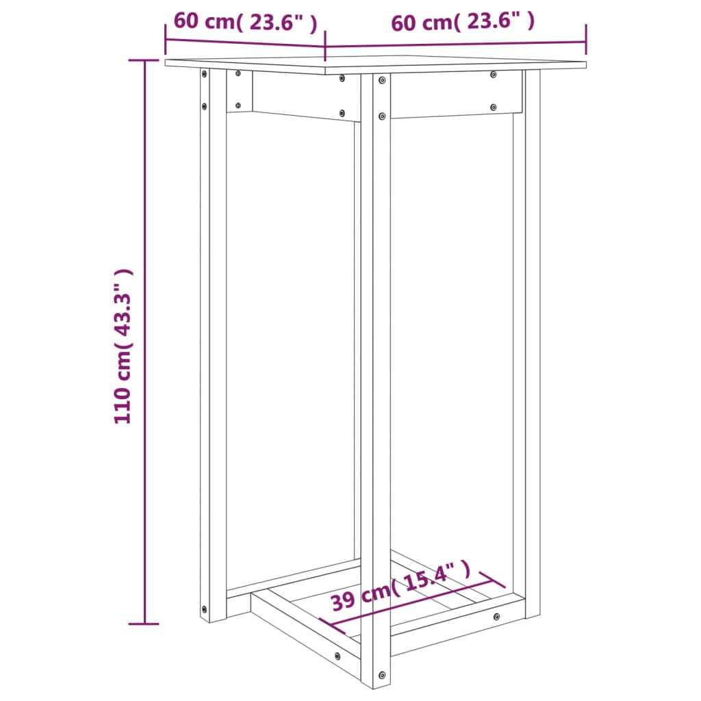 Bartafel 60x60x110 cm massief grenenhout