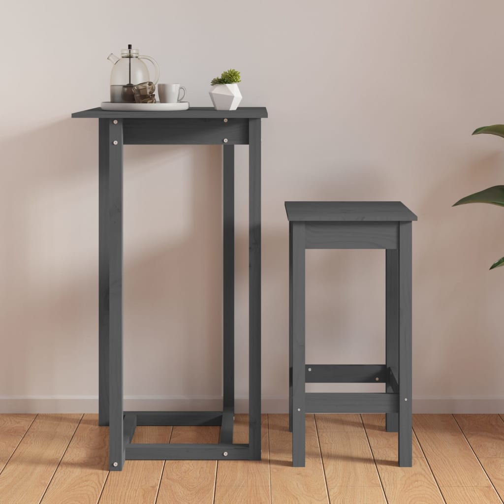 vidaXL Bar Table Grey 60x60x110 cm Solid Wood Pine