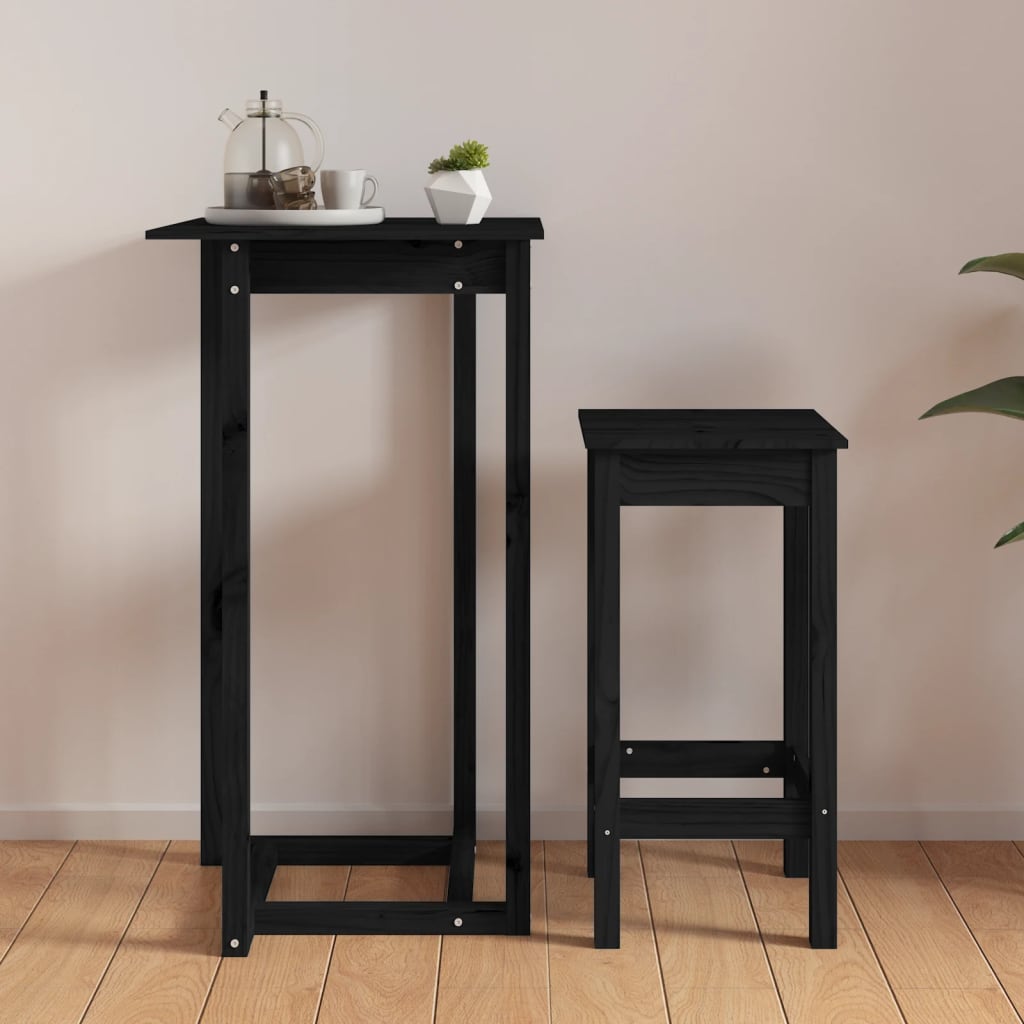 vidaXL Bar Table Black 60x60x110 cm Solid Wood Pine