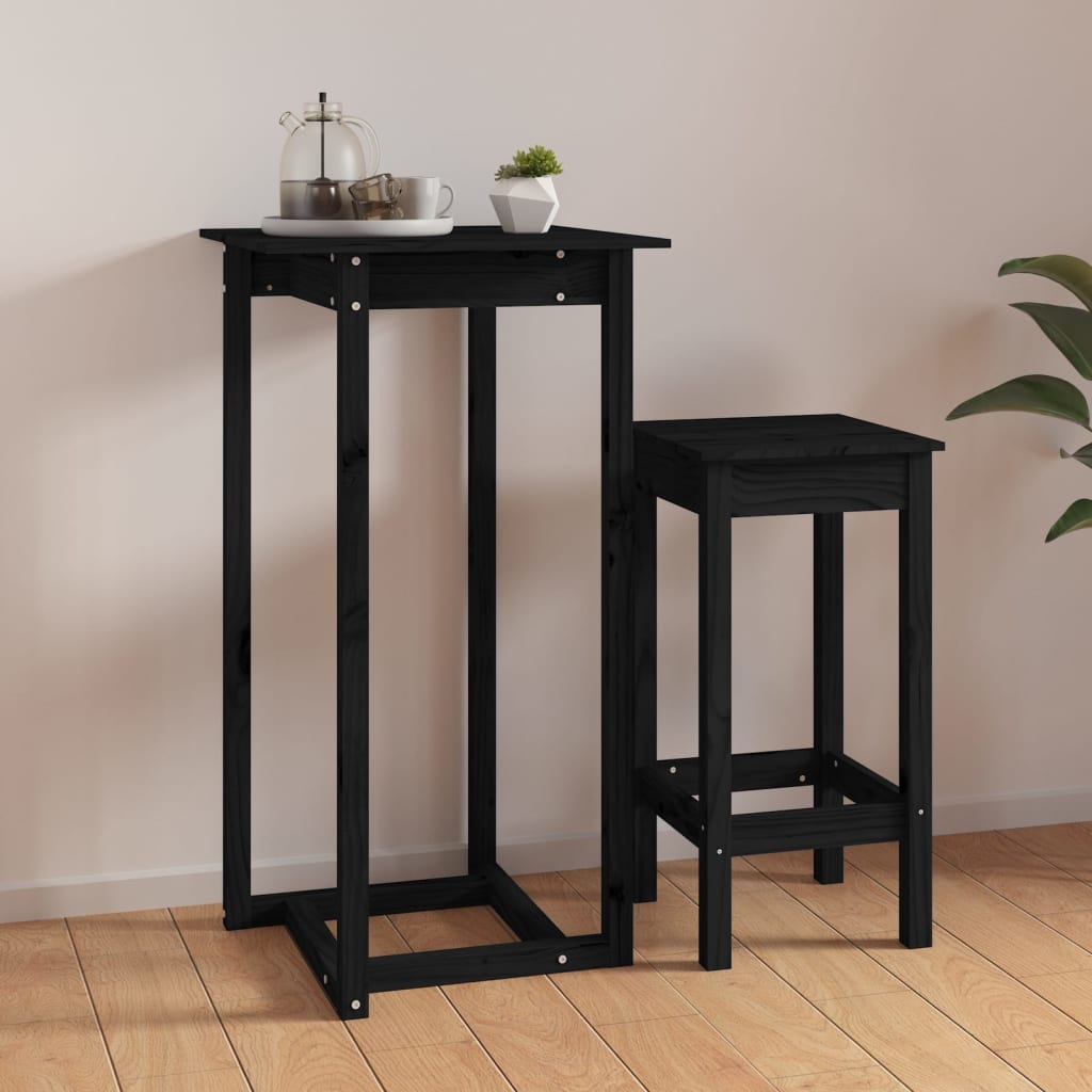 vidaXL Bar Table Black 60x60x110 cm Solid Wood Pine