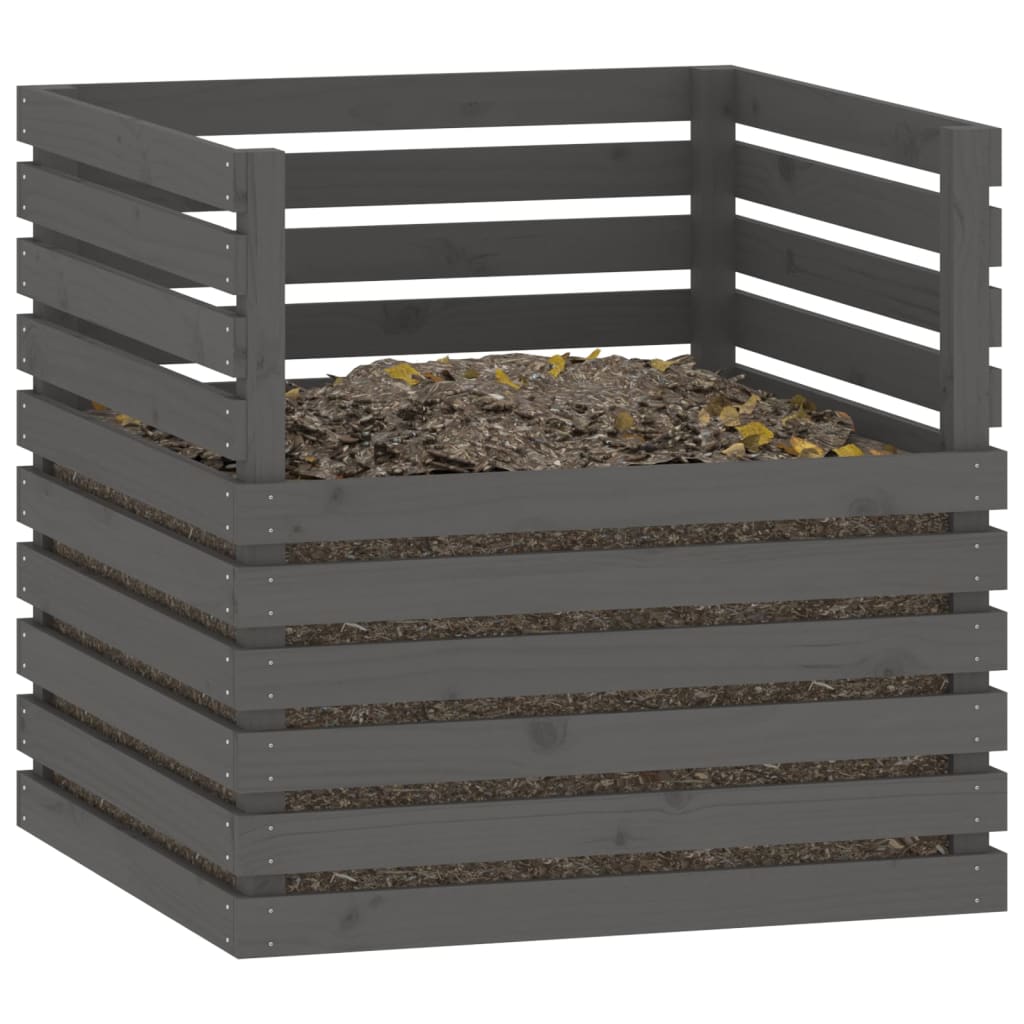 Composter grijs 80x80x78 cm massief grenenhout
