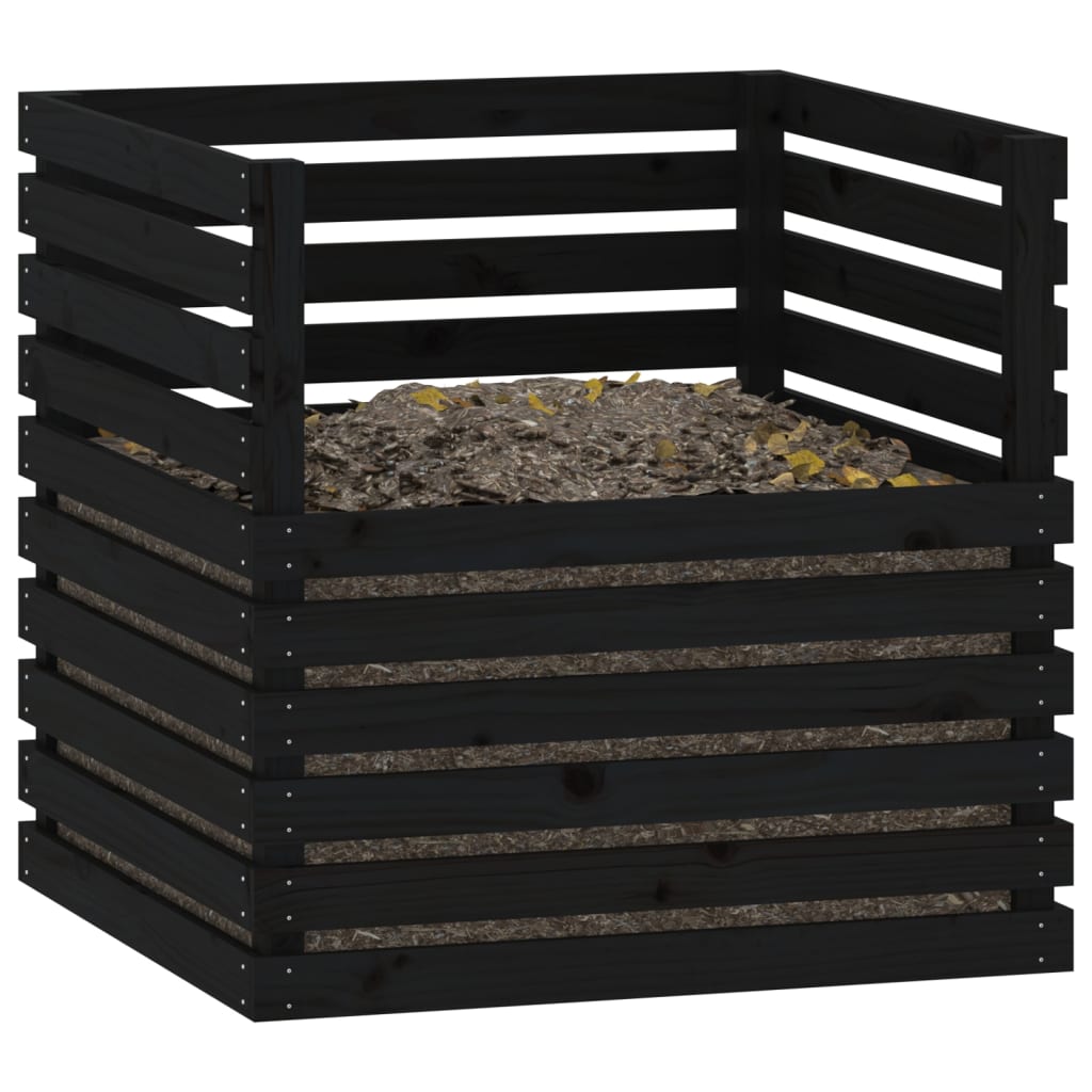 Composter zwart 80x80x78 cm massief grenenhout