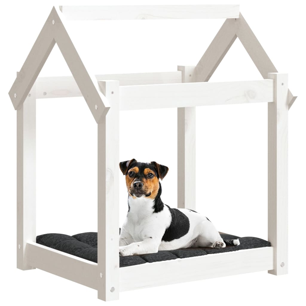 Lit pour Chien Blanc 61x50x70 cm Bois Massif Pin