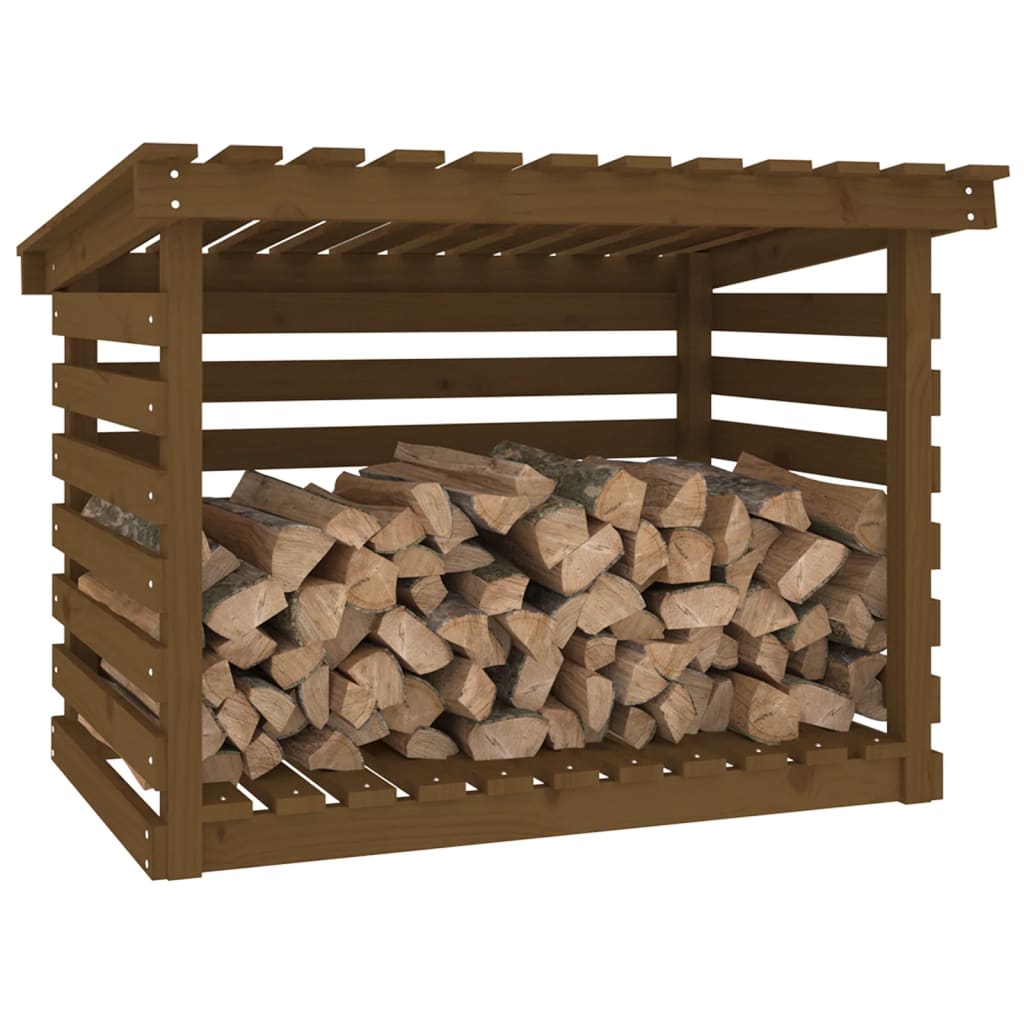 Étagère à bûches Marron Miel 108x73x79 cm Bois Massif Pin