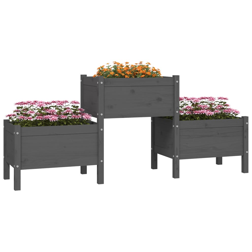 vidaXL Planter Grey 178.5x44x75 cm Solid Wood Pine