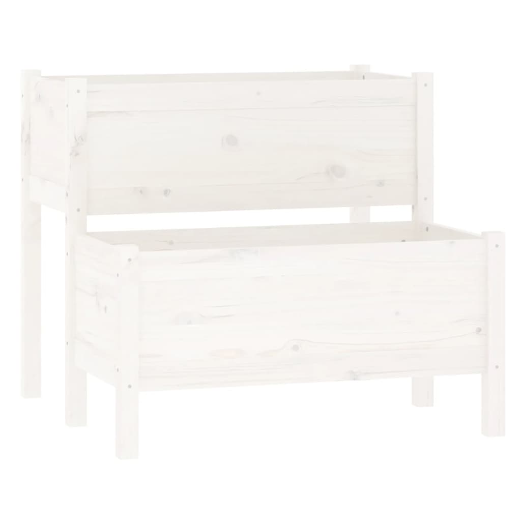 vidaXL Planter White 84.5x84x75 cm Solid Wood Pine